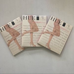 HUE HOSIERY SO SILKY SHEER 3-PAIRS BLACK